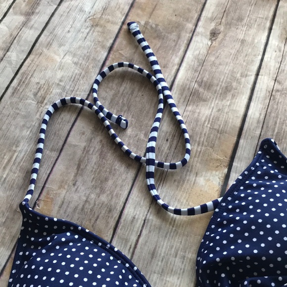 mossimo polka dot blue halter strap bikini top - Picture 3 of 8